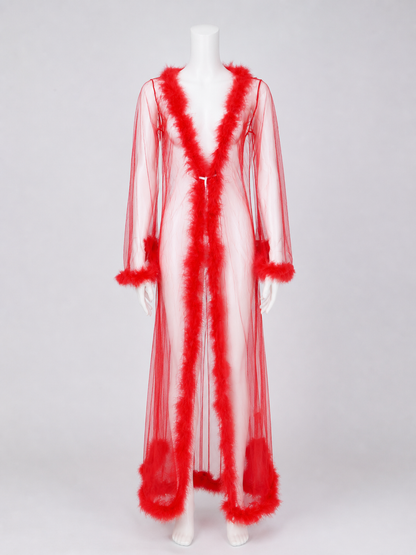Long Robe with Red Pile Trim product detail 2