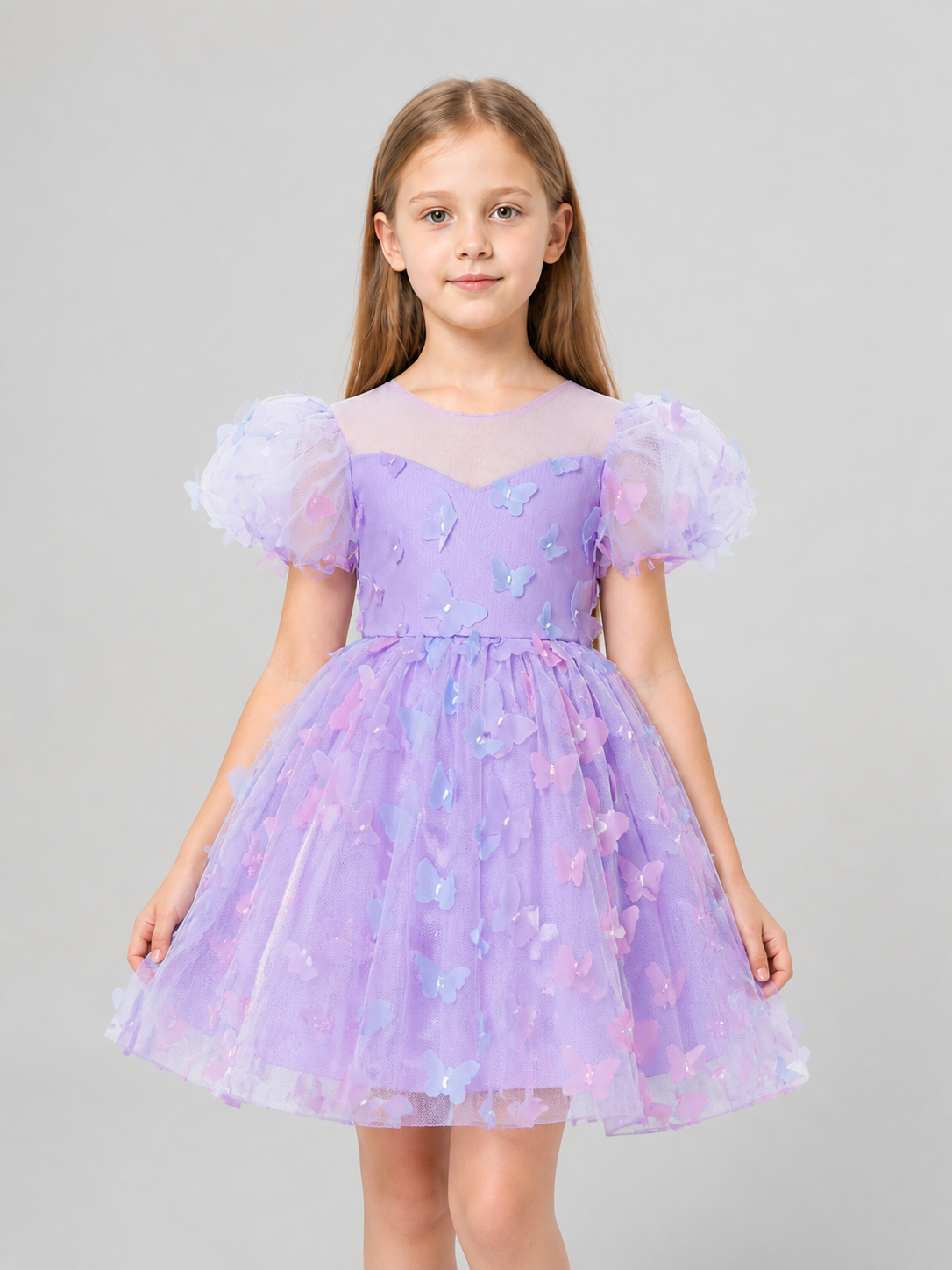 Purple Girls' Tutu Dress with Bows and Butterflies Costume Dresses detail 3