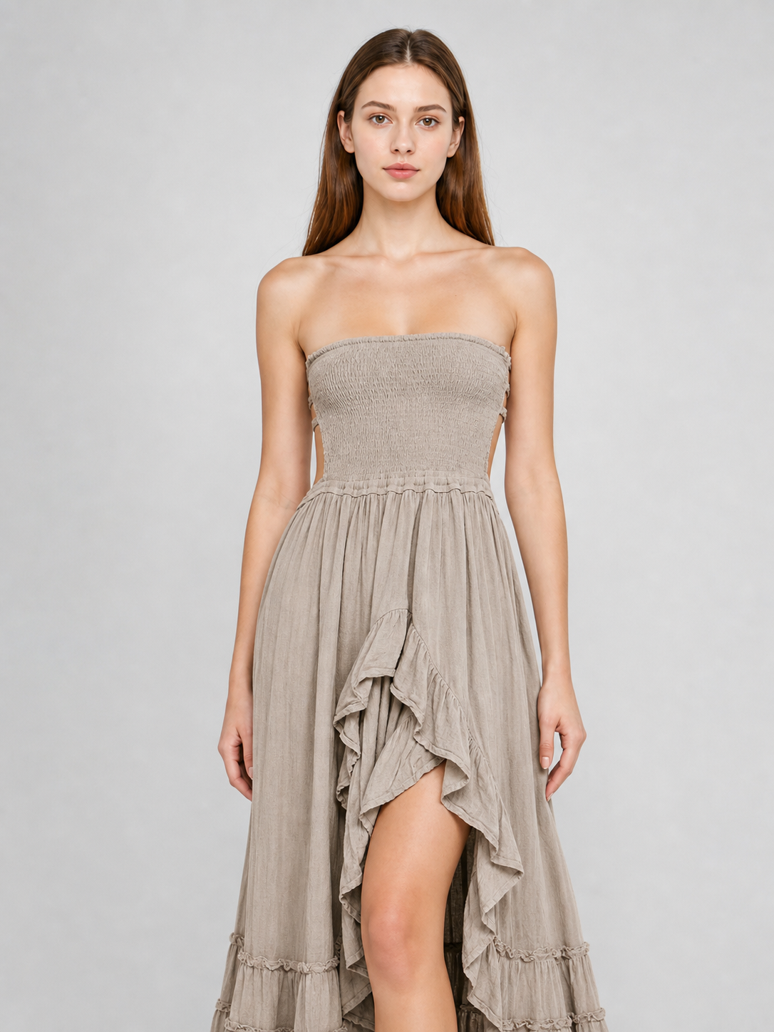 Strapless Boho-Style Maxi Dress