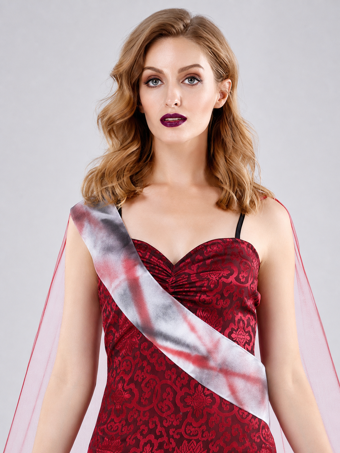 Costume with Dress and Sheer Cape