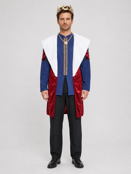 Roman Emperor Costume with Crown and Cape for Parties
