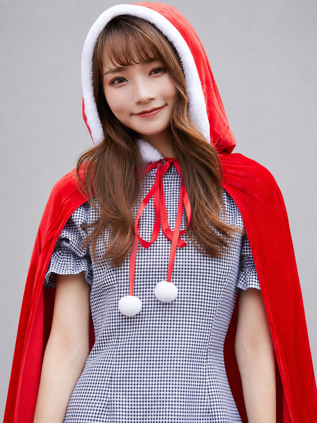 Retro Dress with Red Hooded Cape