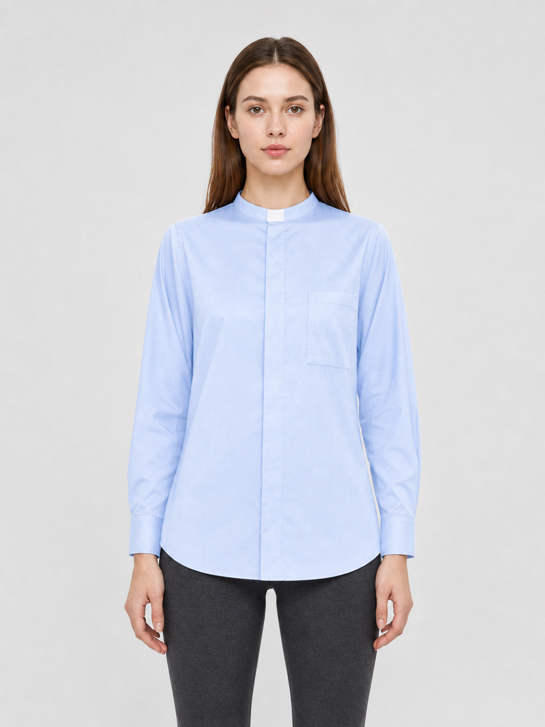 Light Blue Cosplay Shirt with Stand Collar
