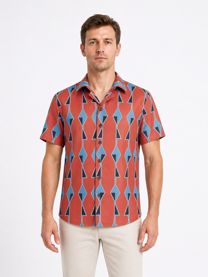 Short-Sleeve Shirt with Geometric Pattern product detail 3