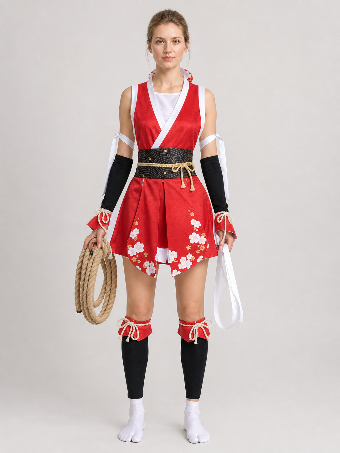 Mai Shiranui Cosplay Costume with Accessories, Red Set Costume Accessories detail 3