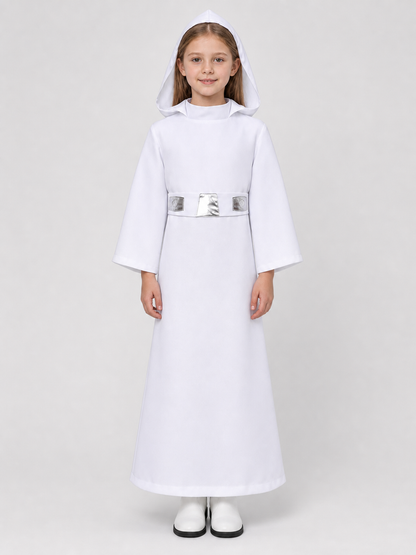 Star Wars Princess Leia Cosplay Cloak, White, with Hood Costume Capes detail 3