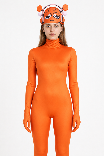 Orange Sprunki Jumpsuit Costume with Print Costumes detail 3