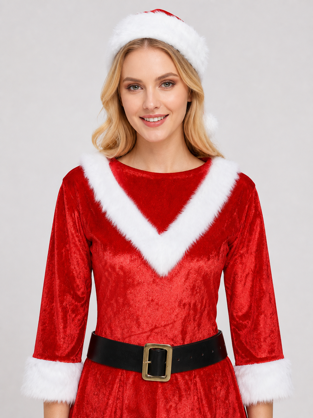 Santa Claus Costume: Red Dress, Hat, and Gloves