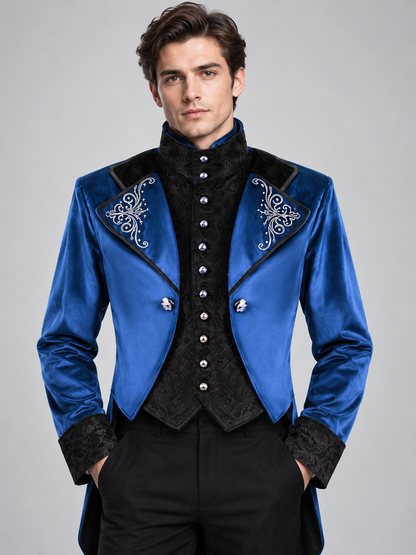 Gothic Tailcoat in Blue with Black Elements and Embroidery