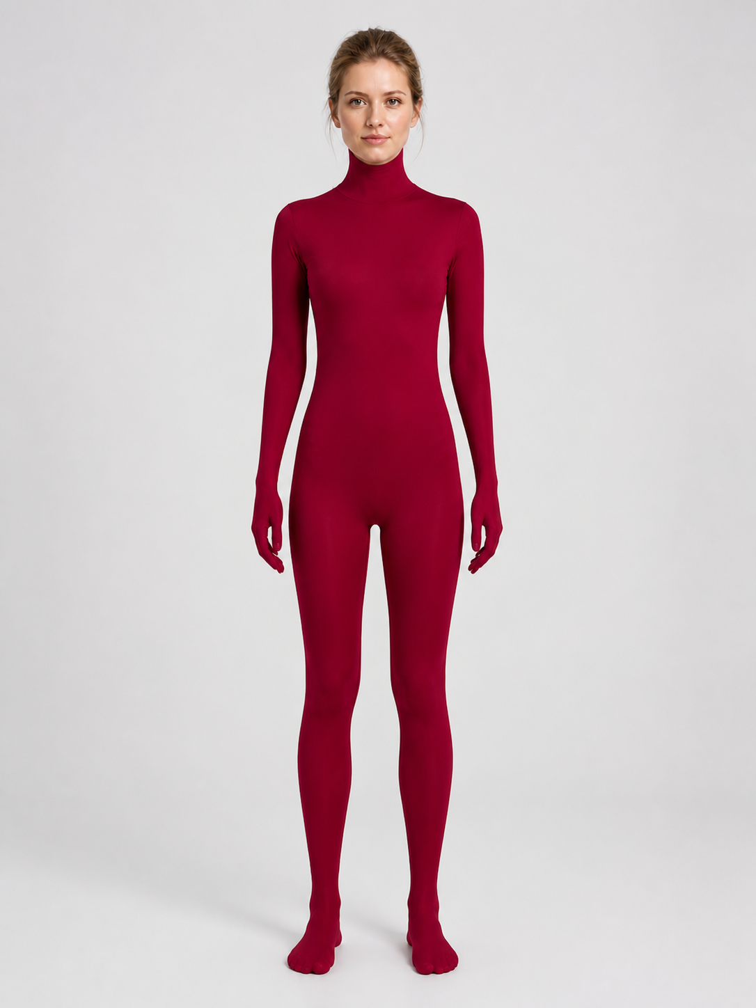 Burgundy Form-Fitting Hooded Halloween Bodysuit Costumes detail 3