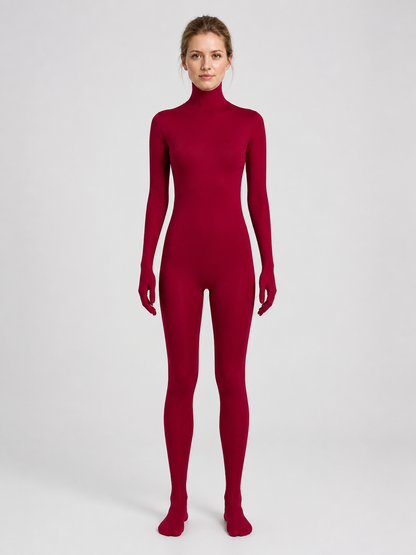 Burgundy Form-Fitting Hooded Halloween Bodysuit Costumes detail 3
