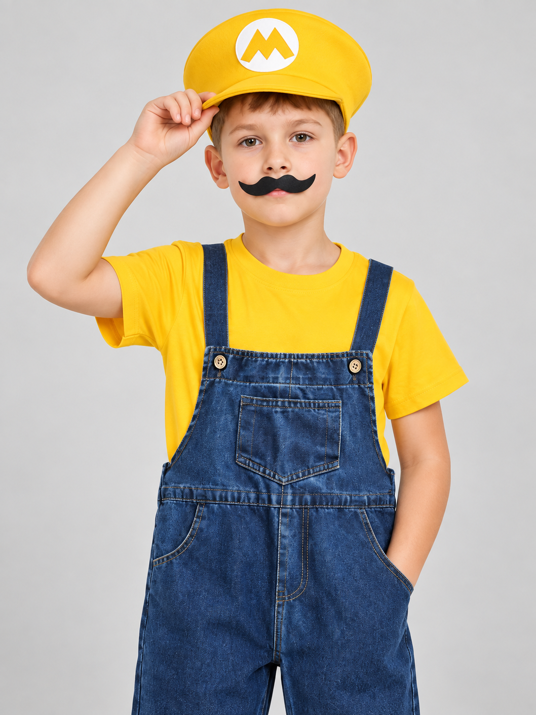 Children's Mario-Style Costume with Denim Overalls Costumes detail 2