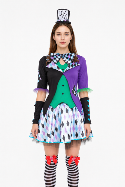 Clown Costume with a Full Skirt and Geometric Pattern Costumes detail 3
