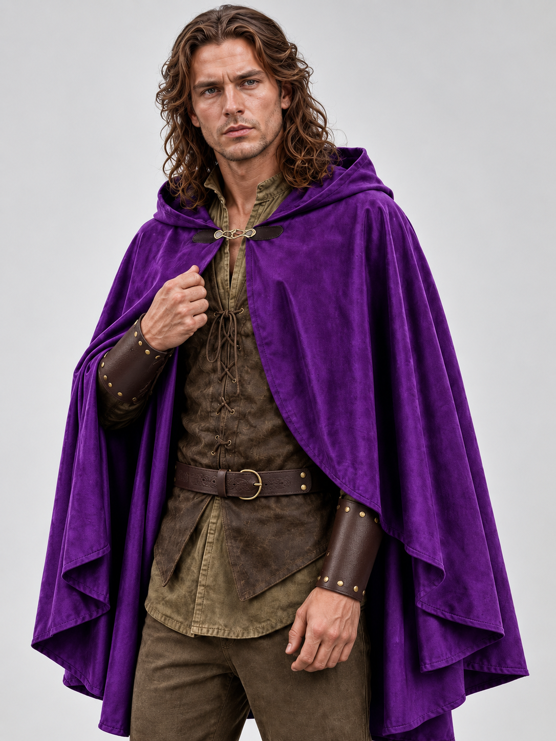 Carnival cape purple with hood and clasp