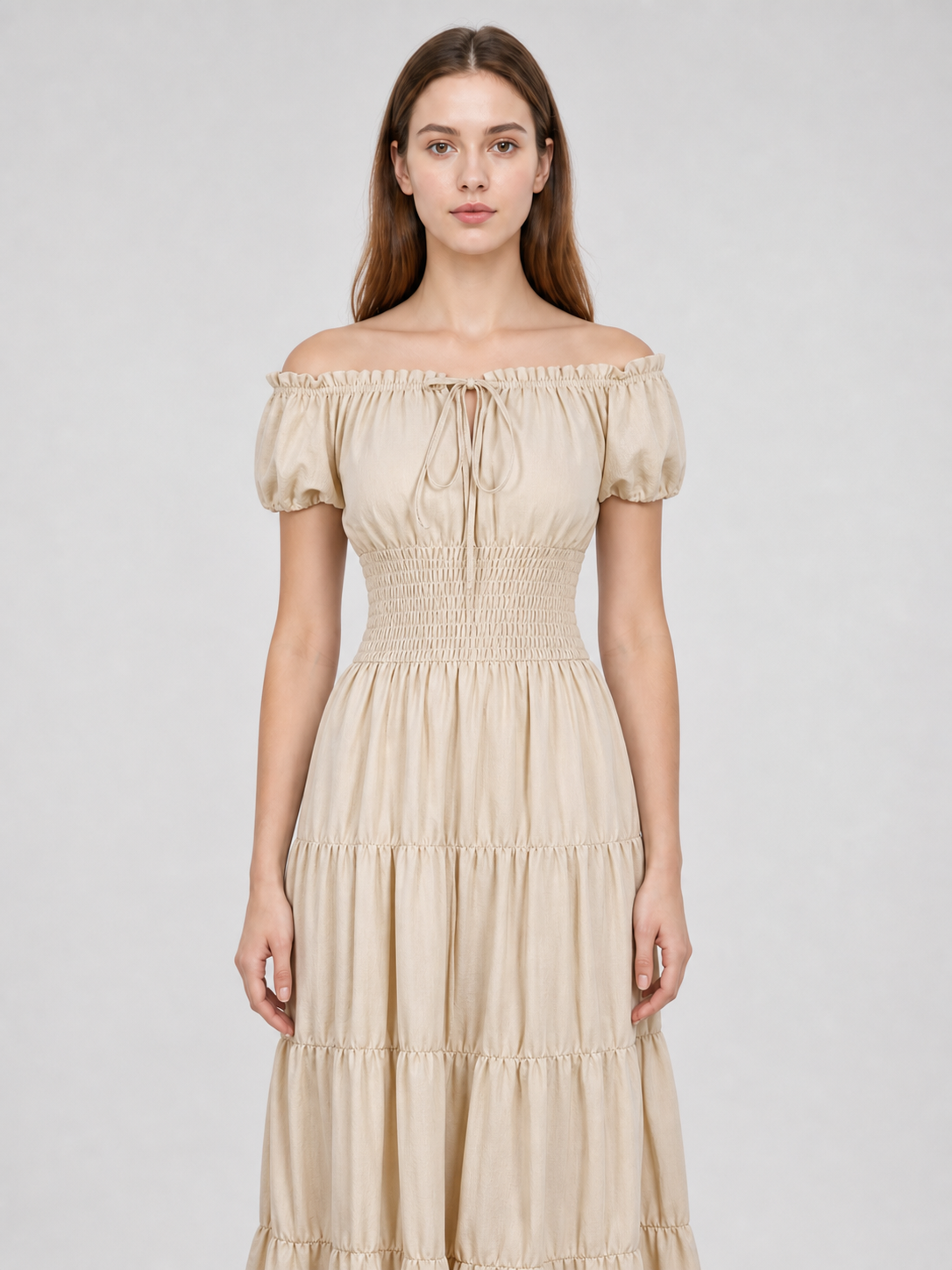 Medieval-Style Dress with a Tiered Skirt