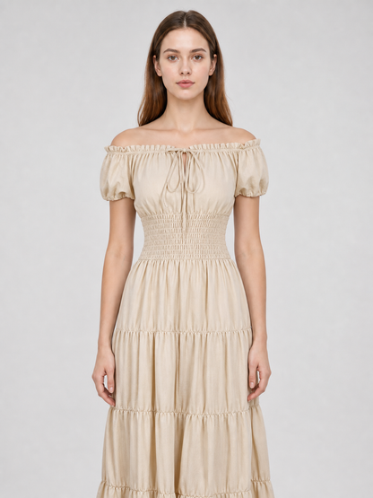 Medieval-Style Dress with a Tiered Skirt