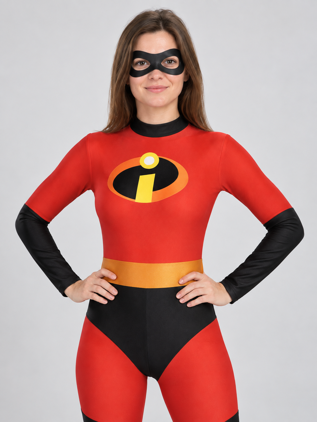 Superhero Carnival Costume with Mask, Red and Black