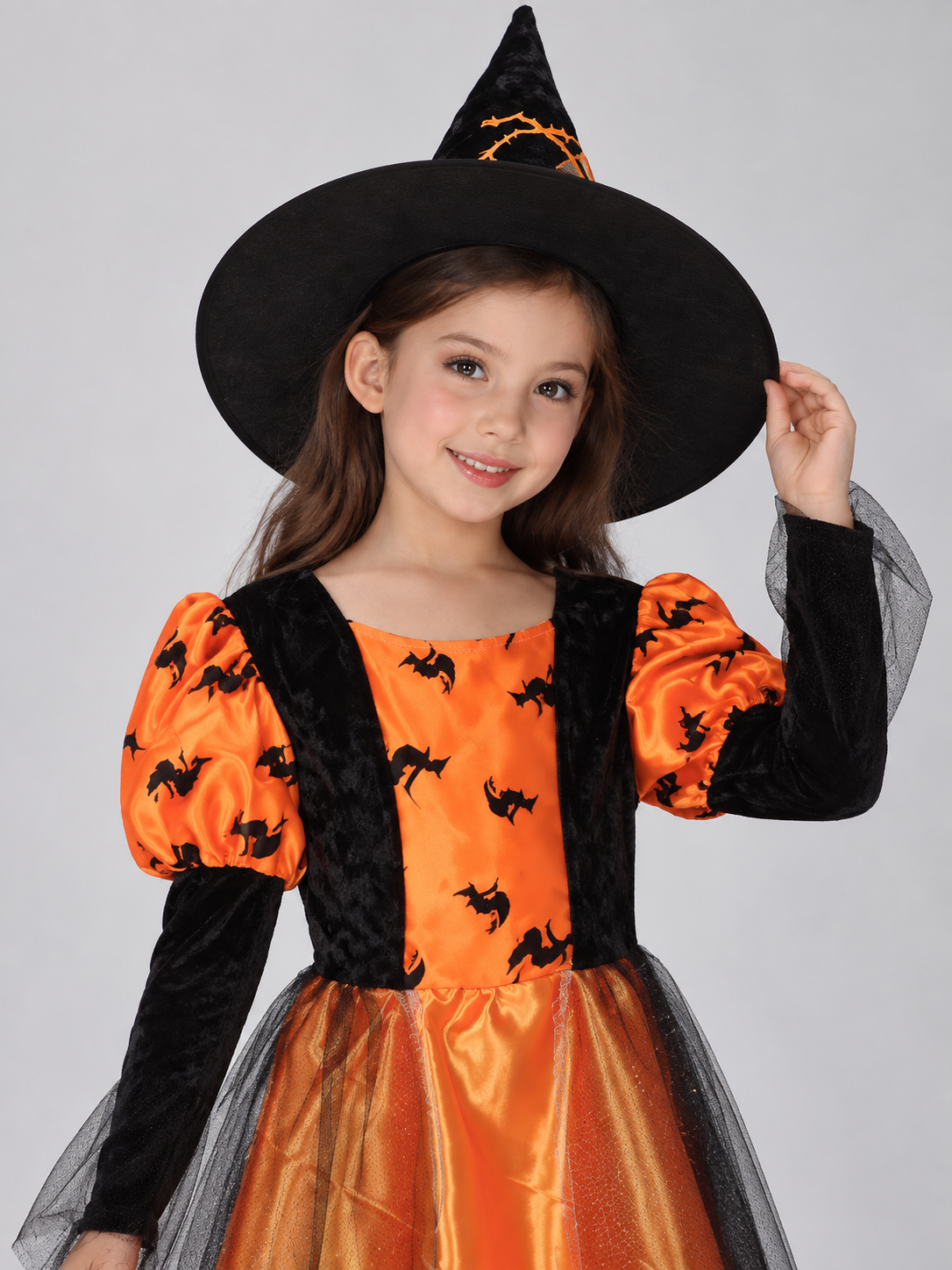 Kids' Witch Costume with Cape and Hat