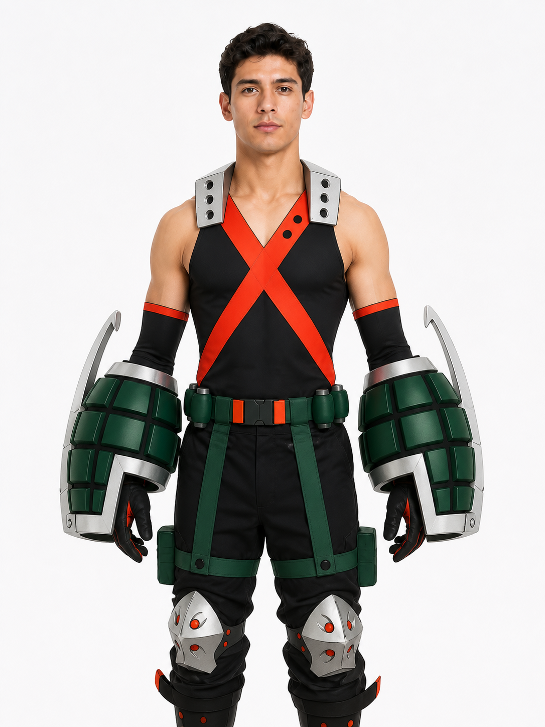 Anime cosplay costume with green bracers Costumes detail 3