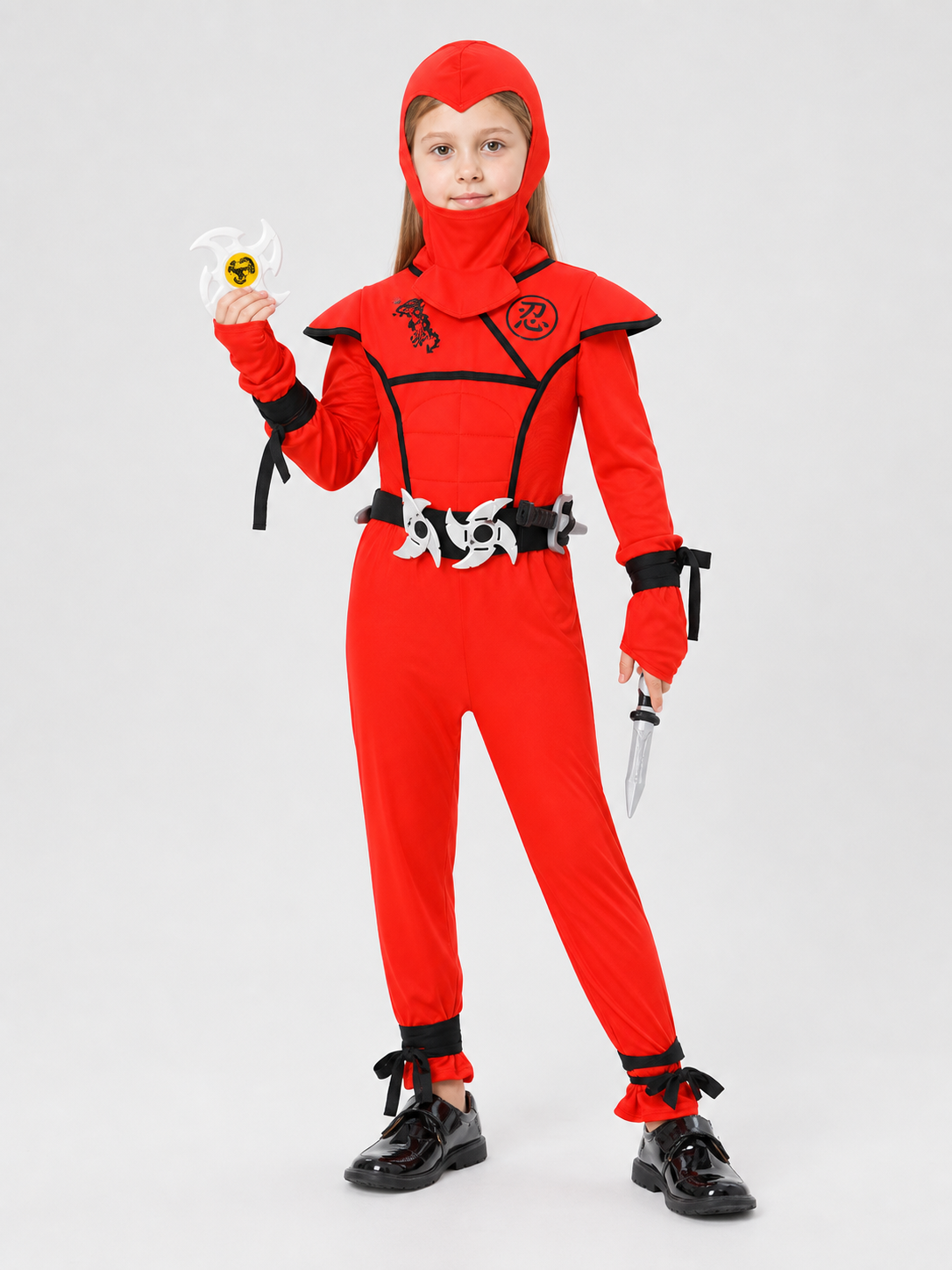 Red and Black Hooded Ninja Costume for Cosplay Costumes detail 3
