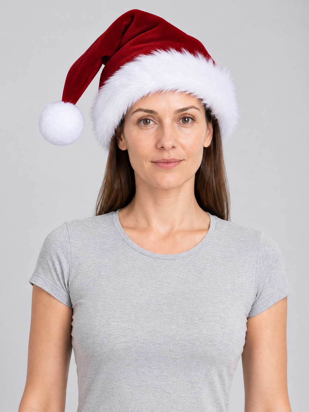 New Year's hat with white fluffy trim and pom-pom