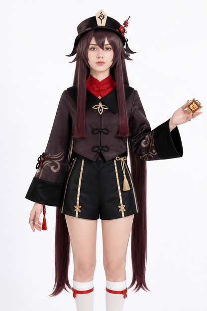 Hu Tao Cosplay Costume with Wig and Accessories Costume Wigs detail 3