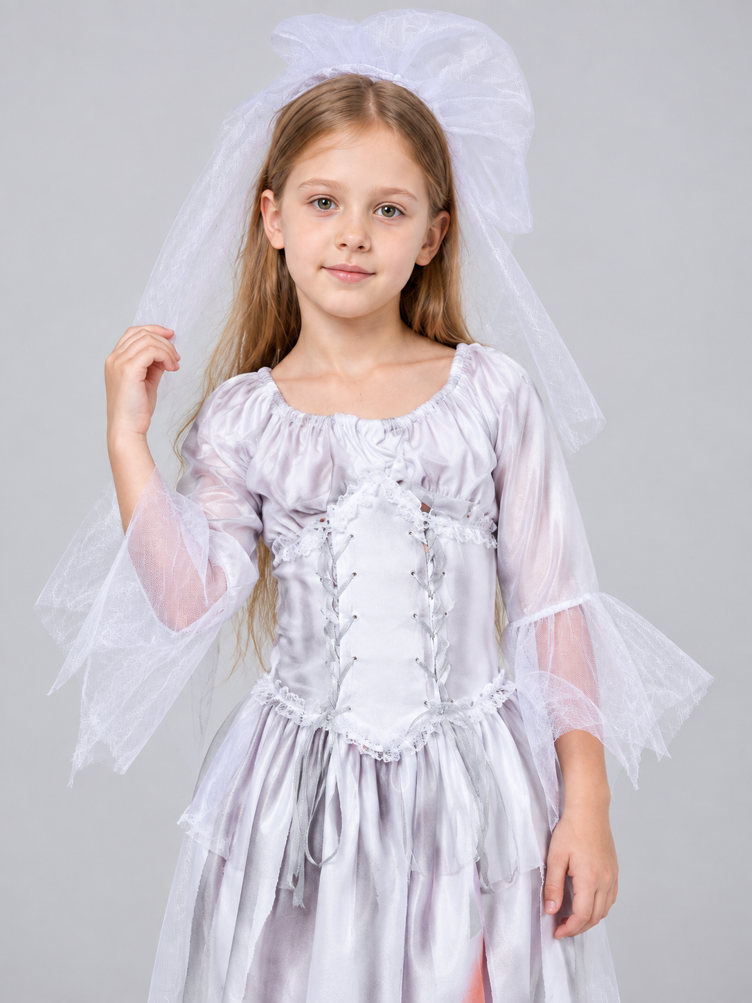 Ghost Bride Costume with Veil and Corset