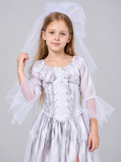 Ghost Bride Costume with Veil and Corset
