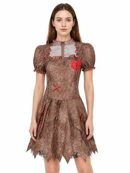 Short Ruffled Carnival Dress with Zipper