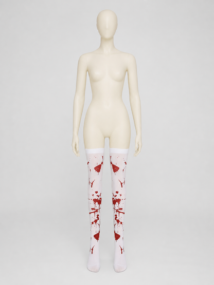 White Long Socks with Red Blood Splatter, Pair product detail 3