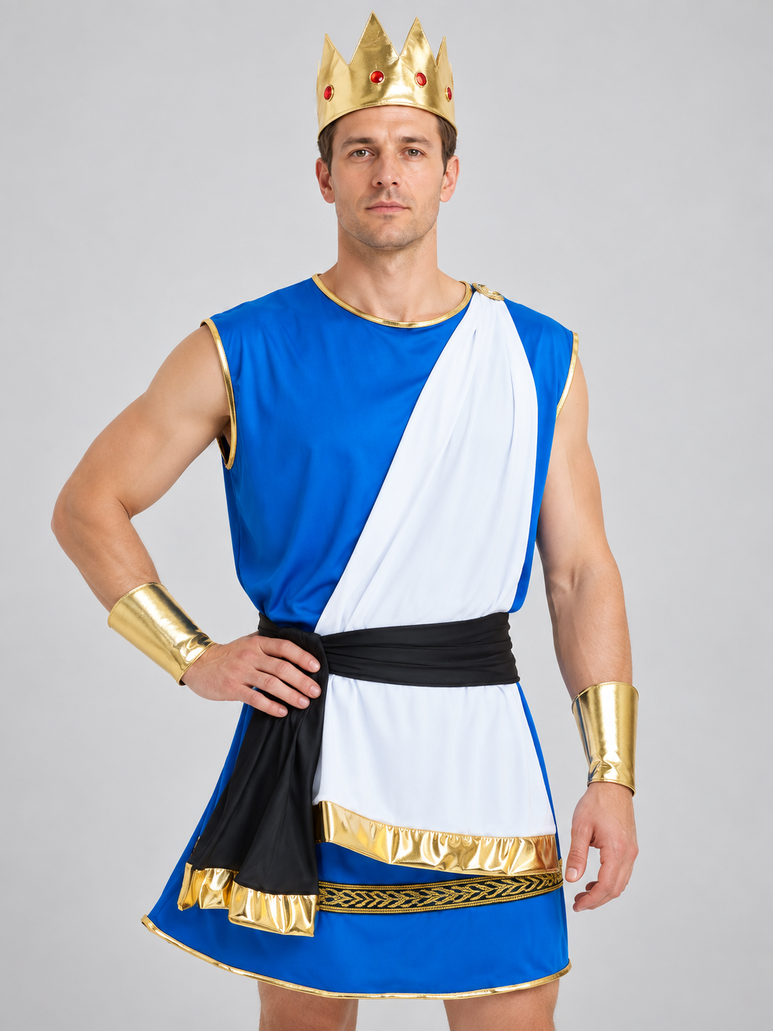 Zeus Carnival Costume with Tunic, Crown, and Armbands