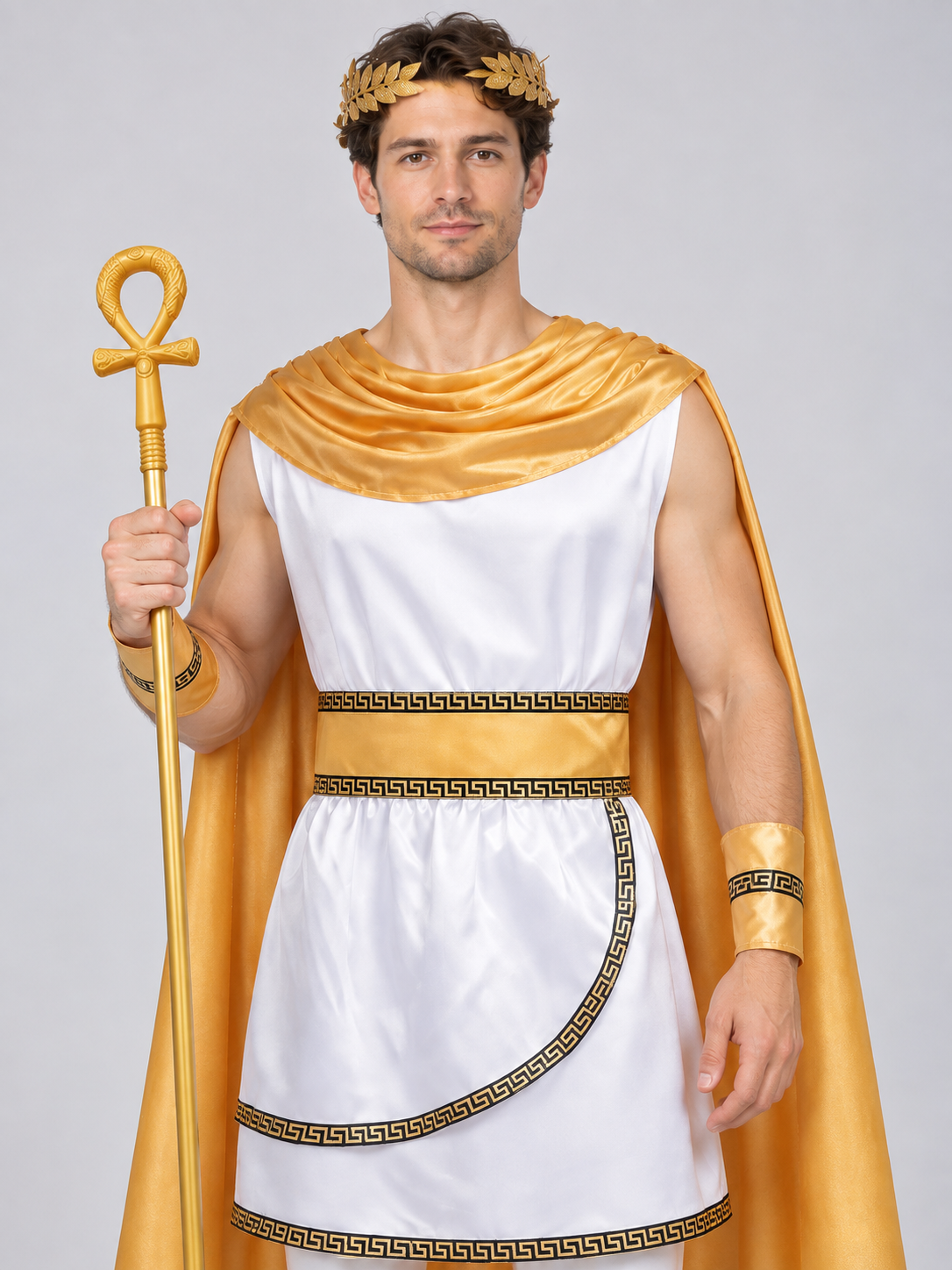 Greek God Costume: Tunic, Cape, Wreath, Scepter