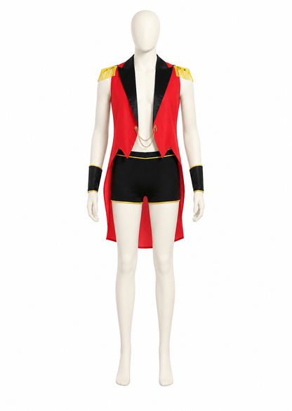Pirate costume with a red vest and black shorts Costumes detail 3