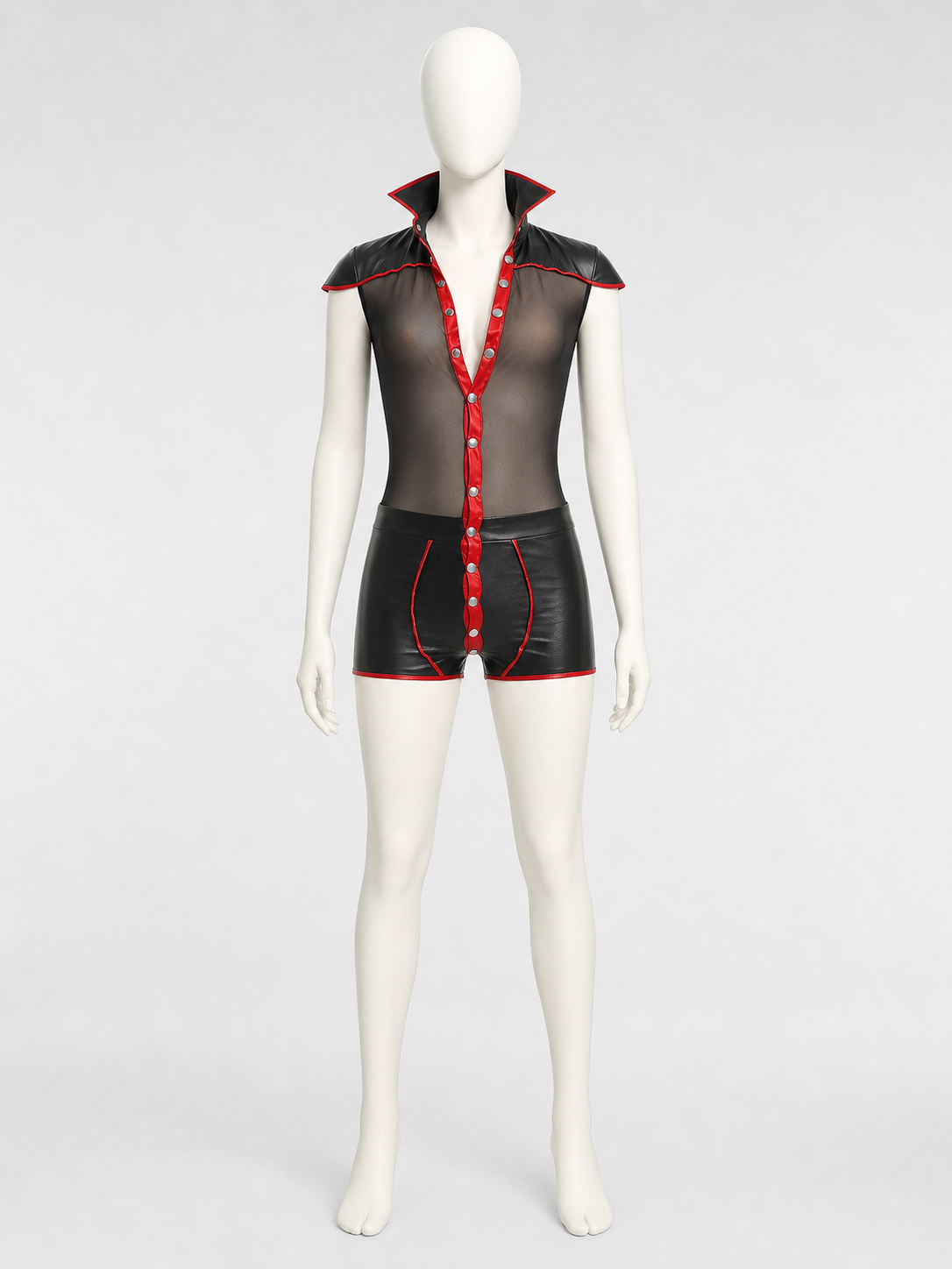 Vampire Costume with Red Trim and Silver Buttons