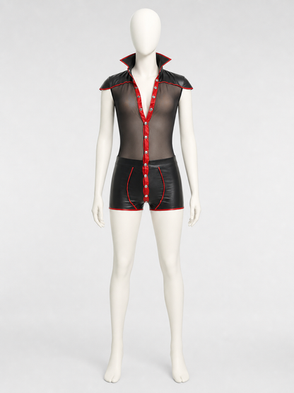 Vampire Costume with Red Trim and Silver Buttons