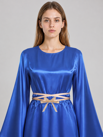 Blue Floor-Length Carnival Dress with Satin Sheen Costume Dresses detail 2