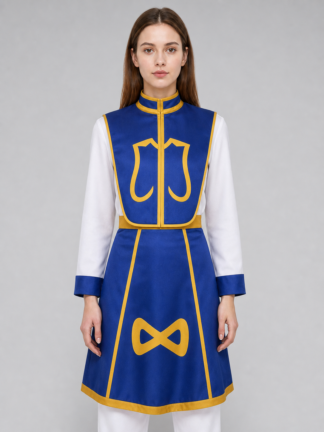 Kurapika Cosplay Costume with Blue Outfit and Gold Details