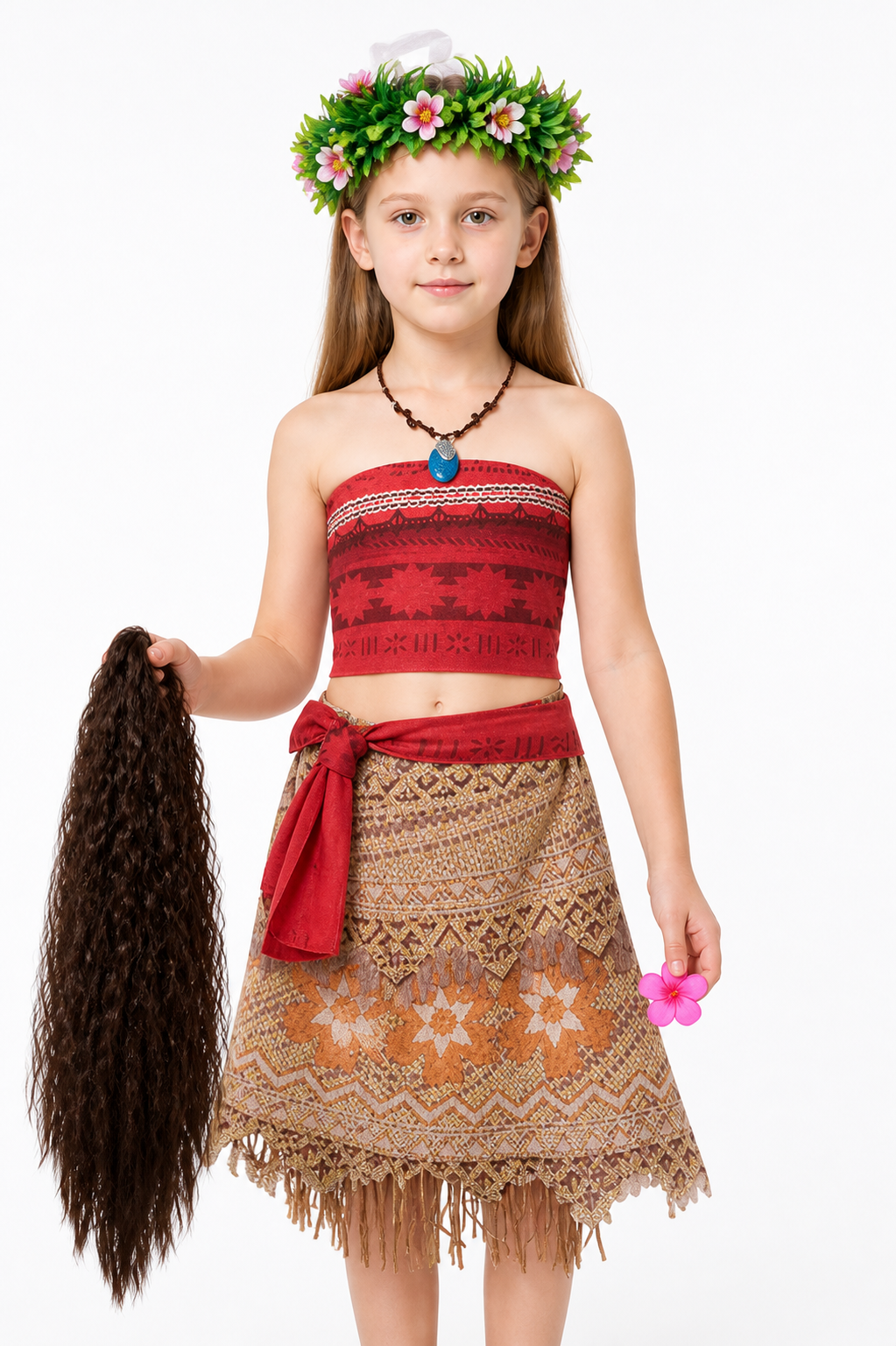 Moana Costume with Wig and Necklace for Parties Costume Wigs detail 3