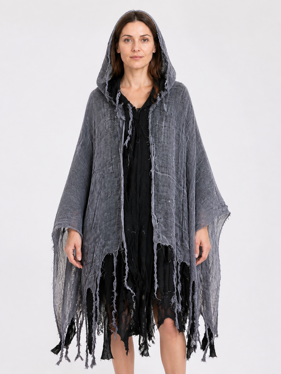 Long Ripped Hooded Cloak for Halloween Costume Capes detail 3