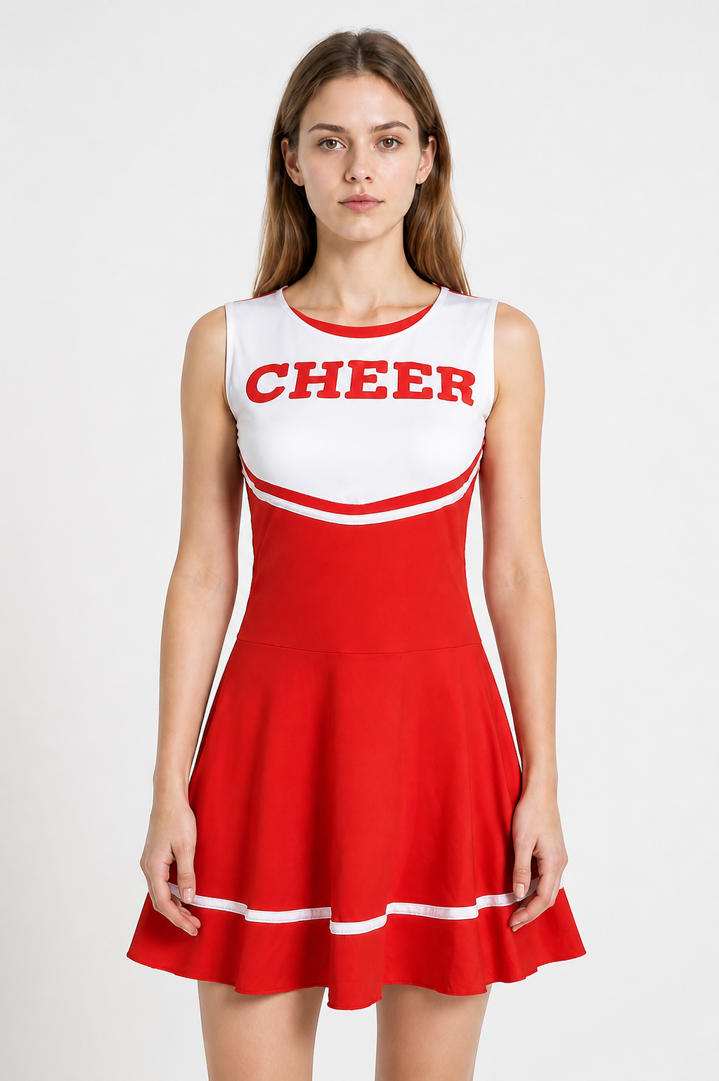 Red-and-white cheerleading dress with “cheer” lettering product detail 3