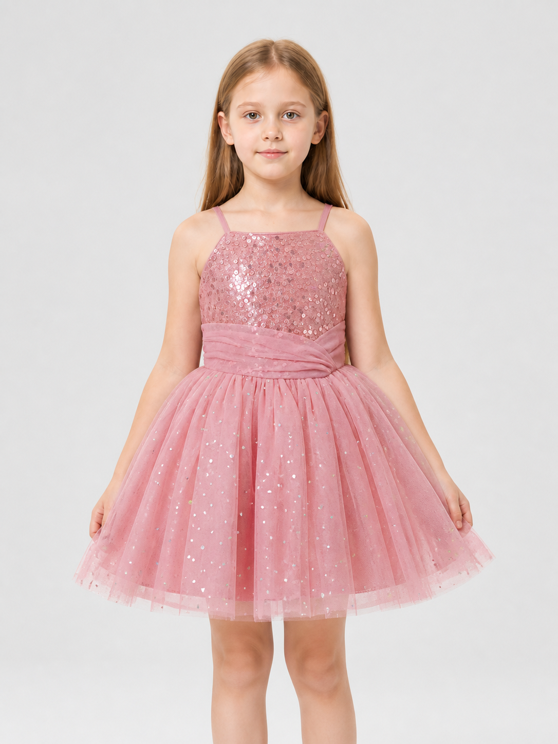 Girls’ Dressy Sequin Dress with a Full Skirt