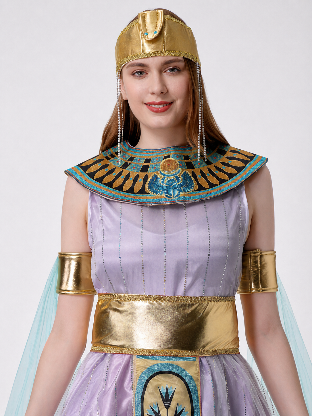 Cleopatra Costume with Long Dress and Egyptian Decorations