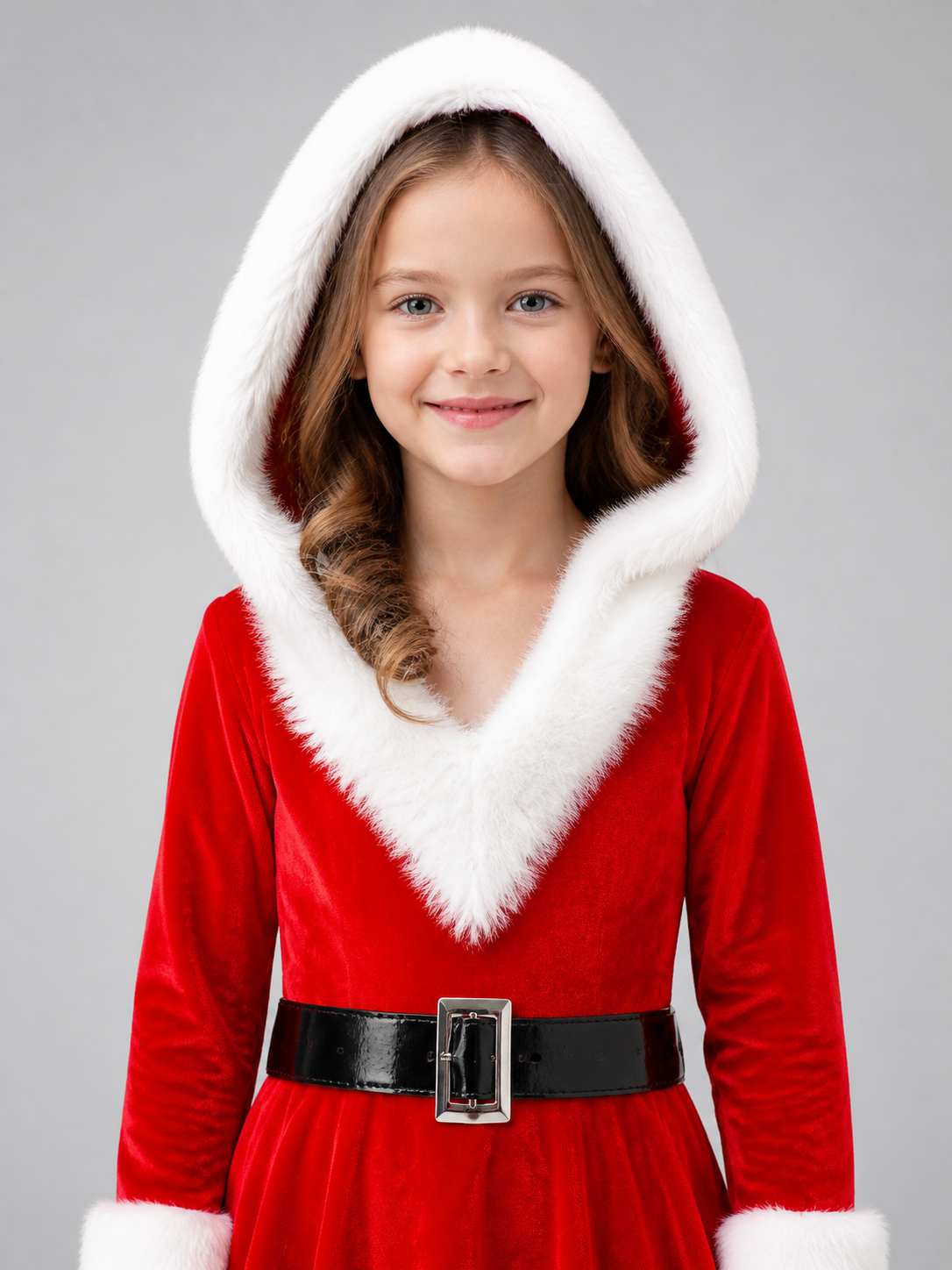 New Year's hooded costume, red dress