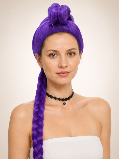 Purple Carnival Wig for Halloween and Cosplay Costume Wigs detail 2
