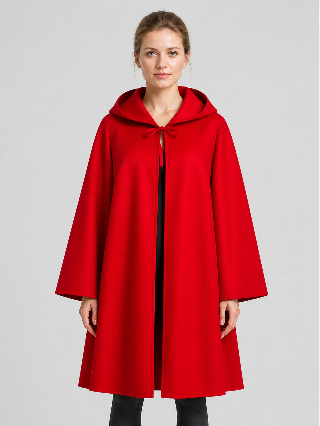 Red Hooded Cloak with Zipper for Halloween Cosplay Costume Capes detail 3