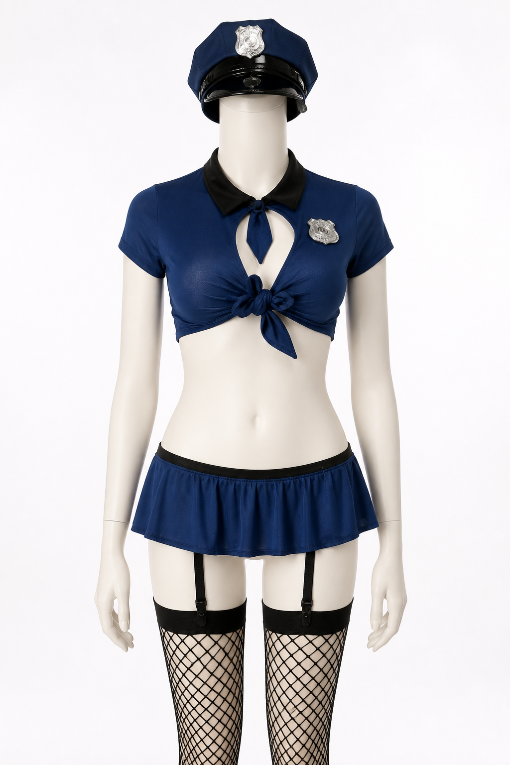 Police Costume with Crop Top and Pleated Skirt Costumes detail 3