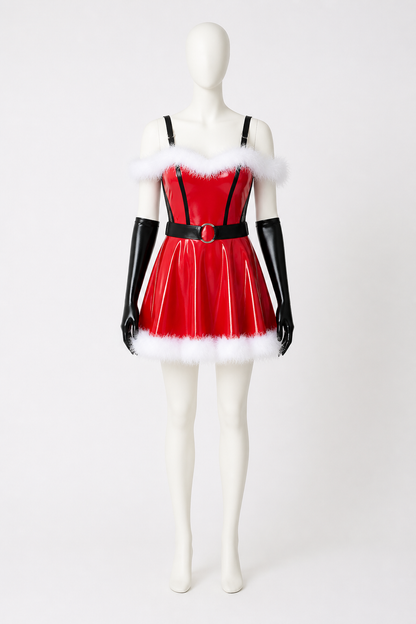 Red New Year's Costume with White Fur Trim and Belt Costumes detail 3