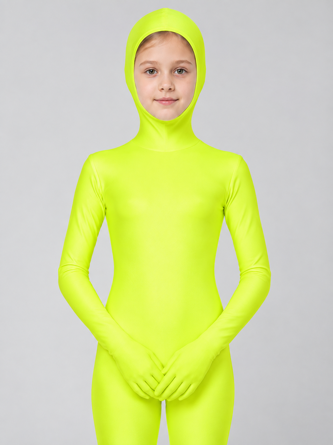 Fitted Zentai Jumpsuit with Hood and Face Opening