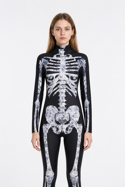 Skeleton jumpsuit with bone print, black product detail 2