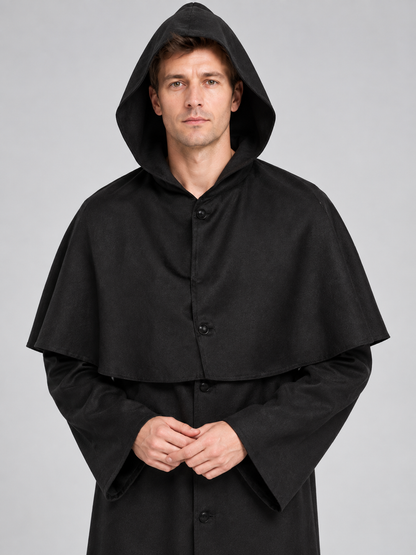 Carnival Costume: Long Black Hooded Robe